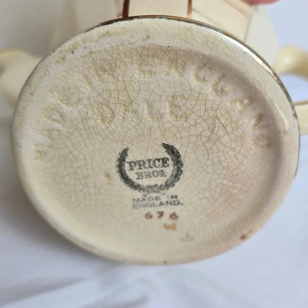 Price Bros Teapot Cream Gold Floral Design England 676 Vintage READ